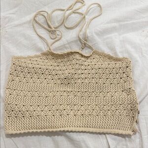 Beige Crochet Crop Top
